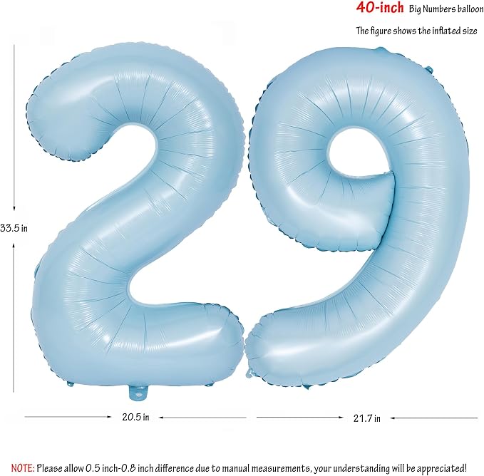 40 In Matte Blue Number Balloons Helium Foil Mylar Balloon Party Digital 29 | - Image 2