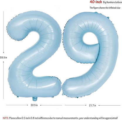40 In Matte Blue Number Balloons Helium Foil Mylar Balloon Party Digital 29 | - Image 2