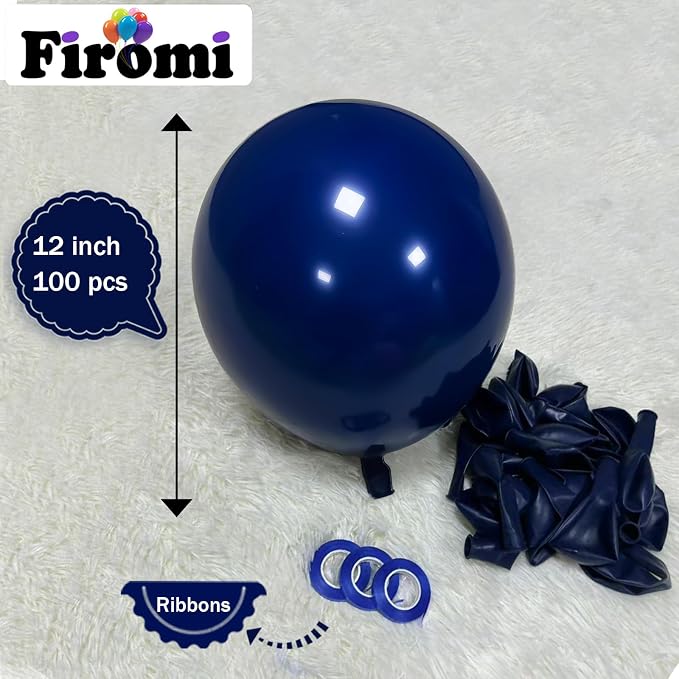 Firomi Dark Navy Blue Balloons 12-inch 100 Pack | Big Round Helium Thicken - Image 2