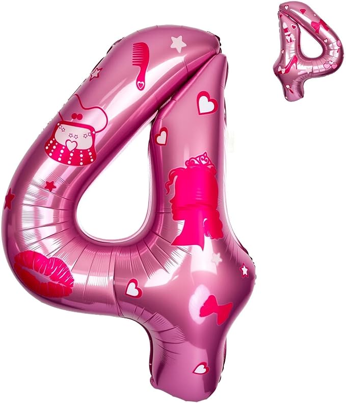 Pink Number 4 Balloon 40 Inch, DIY Fashion Girl Stickers Custom Balloon | Hot by Unknown