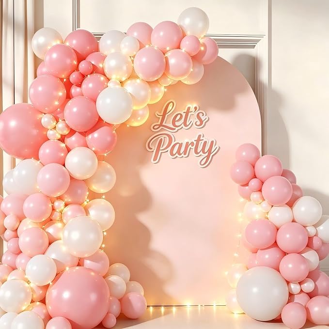 Pink White Balloon Garland Arch Kit 160Pcs Pink White Latex Balloons by Unknown