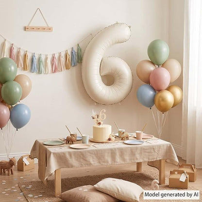 Cream Number 6 Balloon 40 Inch, Foil Numeral - Image 3