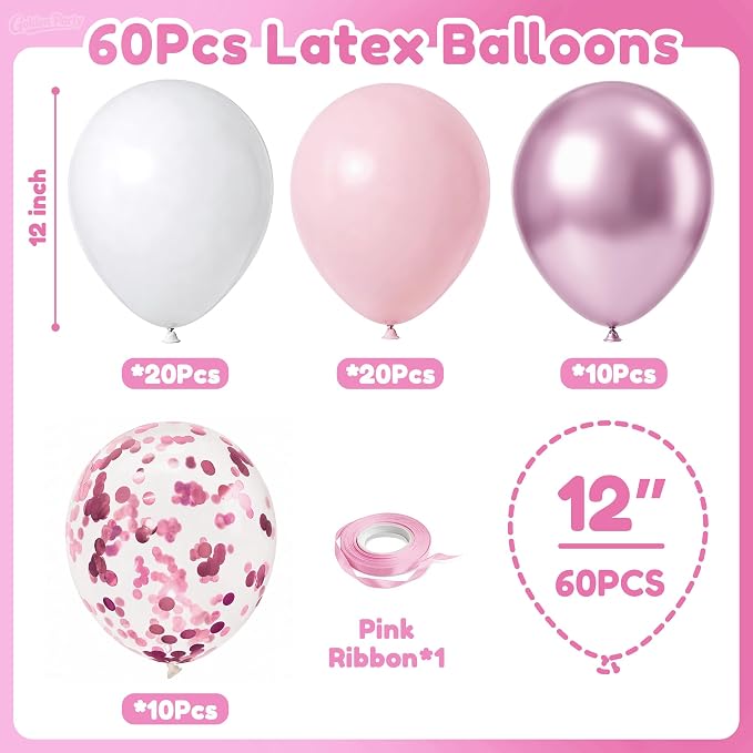 Pink White Balloons, Anniversary, Graduation, Wedding Party Decorations - Image 2