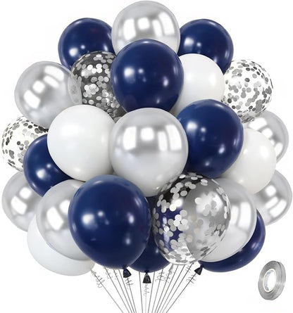 Zesliwy Navy Blue White Silver Balloons Kit, Party | Dark Blue Silver by Zesliwy