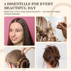 Bobby Pins Set Black – Styling Kit for Women & Girls with Bobby Pins, Spiral Pin & Snap Clips, Great for Updos, Buns, Bridal Looks & Events