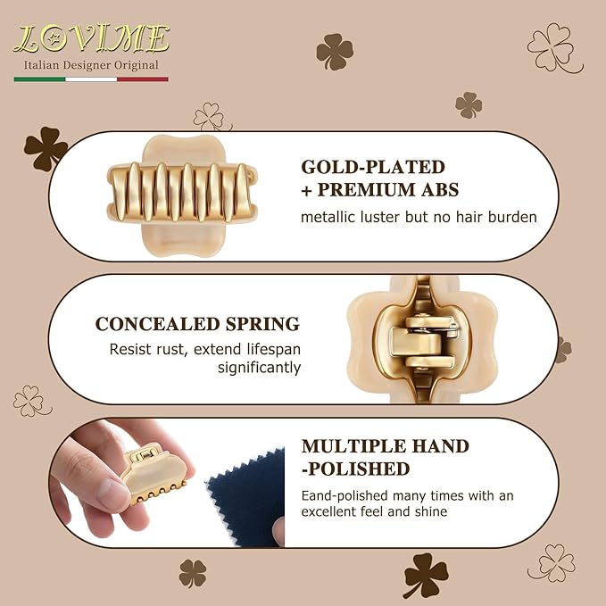2026 Premium Durable Hair Claw Clip for Women, Original Italian Designed Strong Grip Hair Bang Clips for Thin Hair, No Slip Jaw Clips with Gift Box for Christmas Birthday Girls, 1.2" Beige Minimal