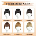 NAYOO Bangs Hair Clip in Bangs 100% Real Human Hair Extensions French Bangs Clip on Air Bangs for Women Hairpieces Curved Bangs (Blonde)