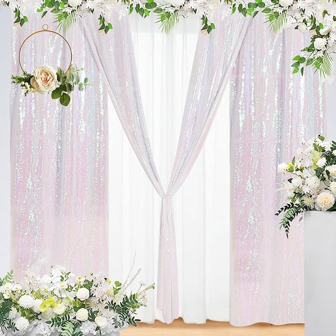 Eternal Beauty Iridescence Sequin Backdrop Curtains, 2 Panels 2x8FT | 3mm - Image 5