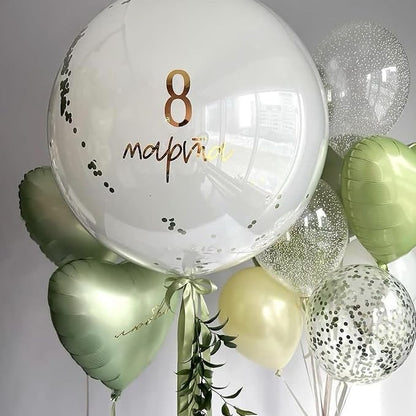 Sage Green Heart Balloon, 18inch Olive Green Heart Shape Balloons - Image 6