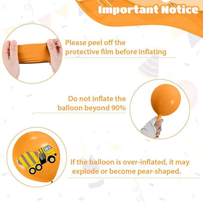 Construction Balloons, 12 Inch Black Yellow Orange Confetti Truck Construction - Image 3
