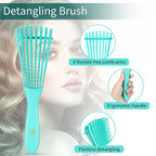 Hair Brush with Hair Styling Comb Set, Green (Curly Haired Individuals, Unisex, Hair Brush, Detangling, Metal)