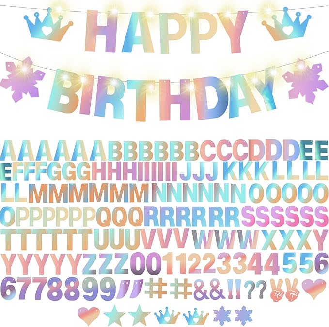 167Pcs DIY Glitter Customizable Banner Kit Custom Banner Happy Birthday DIY by WELITTCON