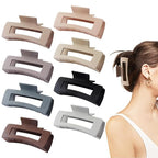 Large Nonslip Matte Neutral Claw Hair Clips for Thick, Thin or Curly Hair - 8 Strong Hold Jumbo 4.1 Inch Jaw Clips for Women and Girls