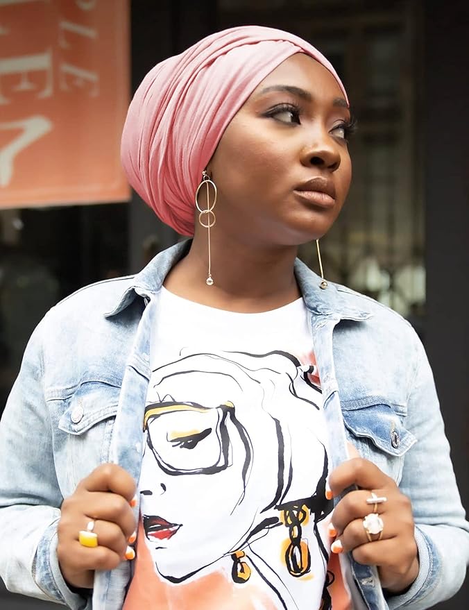 Harewom Head Wraps for Black Women Stretch Head Scarf Long African Hair Wraps Turban Headwraps Jersey Headbands