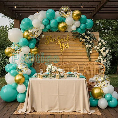 Teal Balloon Arch Kit with Gold Butterflies, 5/12/18 in, Baby Shower, Bridal - Image 9