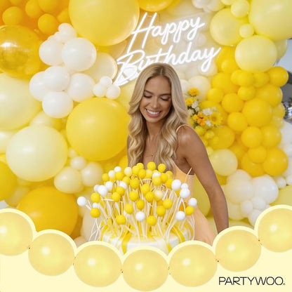 PartyWoo Pastel Yellow Linking Balloons 100pcs 6 Inch Yellow Link Balloons | - Image 8