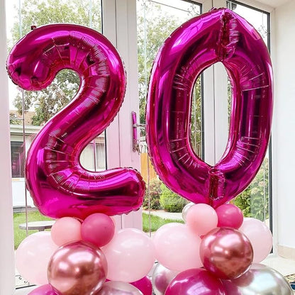 Hot Pink 20 Balloon Numbers, 40 Inch 20 Birthday Balloon Foil Mylar Number 20 - Image 4