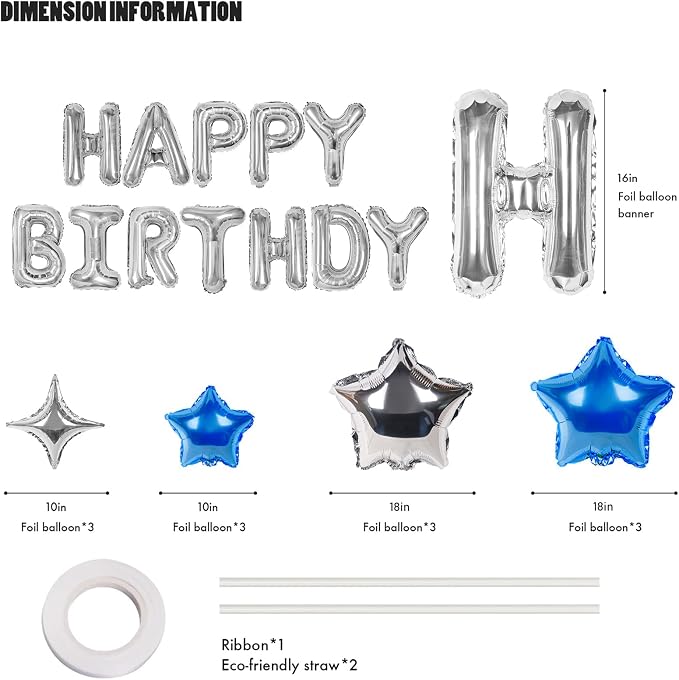 CANREVEL Happy Birthday Banner Decoration + 12Pcs Star Balloon, - Image 2
