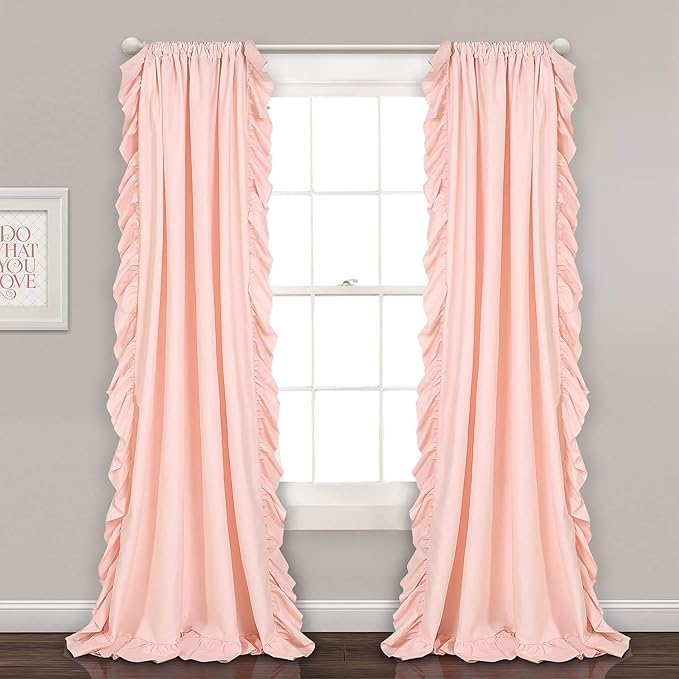 Lush Decor Reyna Ruffle Window Curtain Panel Set, Blush Pink by LushDecor