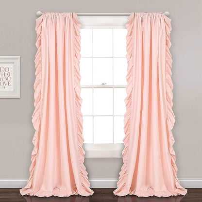 Lush Decor Reyna Ruffle Window Curtain Panel Set, Blush Pink by LushDecor