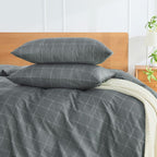 JELLYMONI 100% Natural Cotton Plaid Standard Pillowcases Set, 2 Pack Dark Gray with White Grid Geometric Pattern Printed Pillow Covers with Envelope Closure(Pillows are not Included)