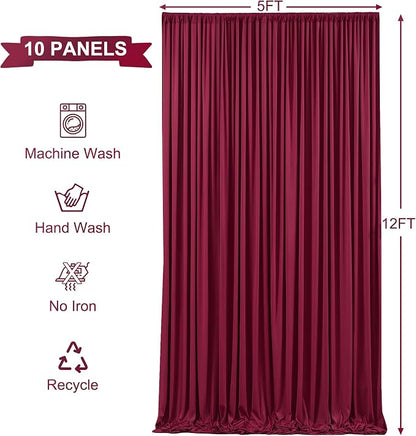 10 Panels Burgundy Backdrop Curtains - Image 5