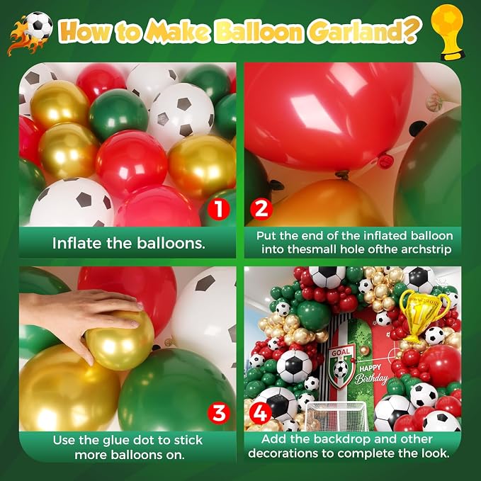 Soccer Party Decorations 160Pcs, World Soccer Balloon Garland Arch Kit - Image 3