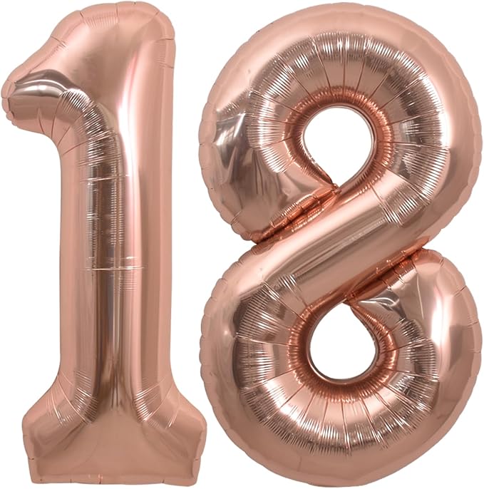 TONIFUL 40 Inch Large Rose Gold Number 18 Balloons Giant Digital 18 or 81 by TONIFUL