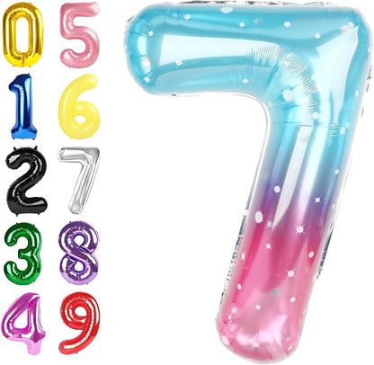 Number Balloons 40 Inch Pink Blue Purple 6 Balloon by Argthjy