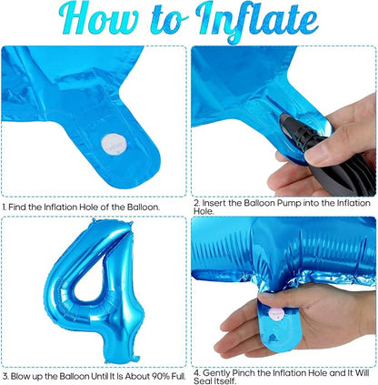 Blue Number 4 Balloon 40 Inch, Big Large Foil Helium Number Balloons, Jumbo - Image 7