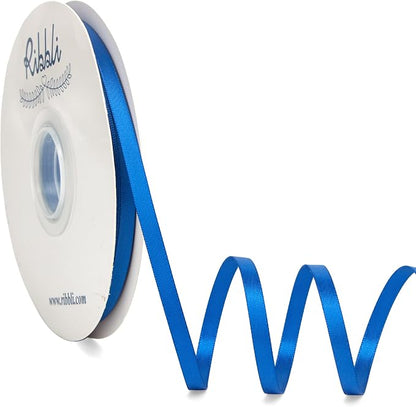 Ribbli Royal Blue Satin Ribbon, Double Faced Satin 1/4 inch x Continuous 50 by Ribbli