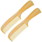 Giorgio G37 Large Coarse Detangler Comb, Wide Teeth for Thick, Curly, or Wavy Hair – For Wet and Dry Use, Handmade Rake Saw-Cut from Polished Cellulose Imitation Horn