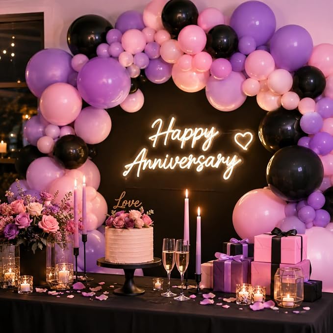Pink Purple Black Balloons - Image 8