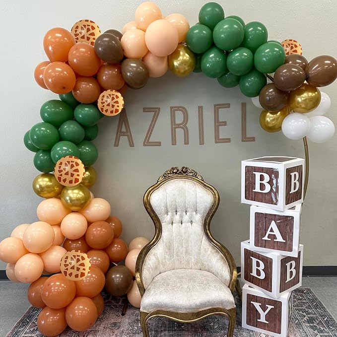 Green Brown Balloons 60 Pcs Jungle Safari Sage Green Brown Gold Cream Balloons - Image 5