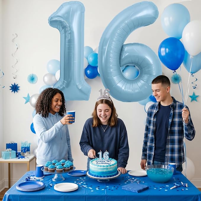 TONIFUL 40 Inch Pastel Blue Number 6 Foil Balloons Large Mylar Foil Digital 6 - Image 5