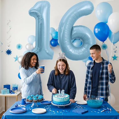 TONIFUL 40 Inch Pastel Blue Number 6 Foil Balloons Large Mylar Foil Digital 6 - Image 5