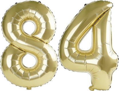40 Inch Number 84 Balloons for 84th Birthday Party Decorations, 0-100 Champagne by FOBELEC