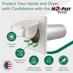 NO-PEST VENT, Exclusive Dual Door Dryer Vent Cover Outdoor 4 inch, Made in USA w Highest UV Resistant Plastic in any Outdoor Vent Cover, No Lint Collecting Screen (Onyx, 4” Metal Vent With Duct Tube)