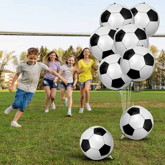 8 Pcs Soccer Foil Balloons 22 Inch 4D Soccer Ball Balloons Large Realistic - Image 4