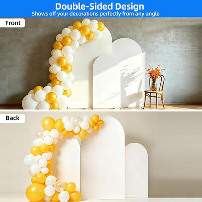 Hemmotop Wrinkle Free White Arch Backdrop Cover Set of 3-6ft, 4ft | Stretchy - Image 8