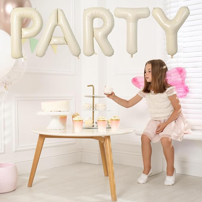 Cream Letter V Balloons, 40 Inch Balloons Letter V Mylar Helium Large V Balloon - Image 6