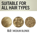 Schwarzkopf Keratin Blonde Hair Dye, 8.0 Medium Blonde, Professional Quality Permanent Hair Color, Bond Enforcing System, Pre-Color Serum & Purple Conditioner Included
