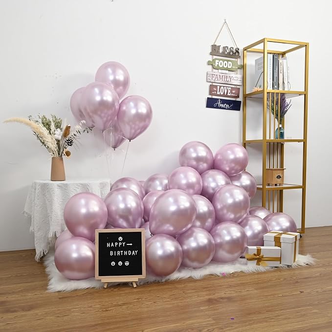 Jobkoo Metallic Pink Balloons, 12Inch Chrome Light Pink Balloons 30Pcs Light - Image 5