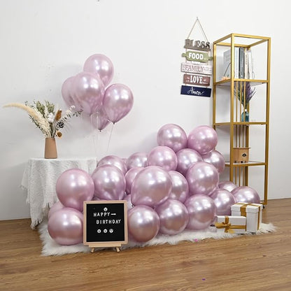 Jobkoo Metallic Pink Balloons, 12Inch Chrome Light Pink Balloons 30Pcs Light - Image 5