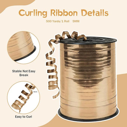 500 Yards Curling Ribbon，Shiny Champagne Balloon String Ribbon，for Gift - Image 2