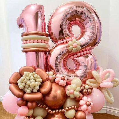Rose Gold 8 Number Balloons, 40 Inch Big 8 Balloon Numbers Rose Gold 8 Foil - Image 3