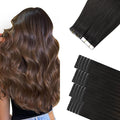 Sindra Invisi Edge Tape in Hair Extensions Human Hair, 14 Inch 40g 20pcs Natural Black to Medium Brown Invisible Extensions Natural Straight Seamless Injected Tape Ins