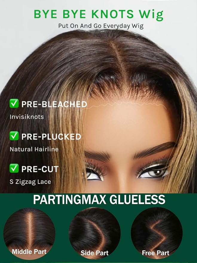 KLAIYI Ombre Highlight Blonde Water Wave Glueless Pre Everything 13x4 Lace Front Wigs Human Hair Drawstring Pre Plucked Pre Bleached Bye Bye Knots Curly Wig with Dark Roots Ready to Wear and Go 26Inch