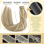 Ve Sunny Hair Extensions Ponytail Real Human Hair 80G Wrap Around Clip in Ponytail Hair Extensions Straight Extensions Human Hair for Women Dark Golden Blonde Highlights 14inch