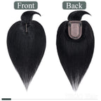 SEGO Hair Toppers for Women Real Human Hair with Thinning, with Front Bangs Clip in Toppers Straight 150% Density Silk Base -18 Inch #1 Jet Black